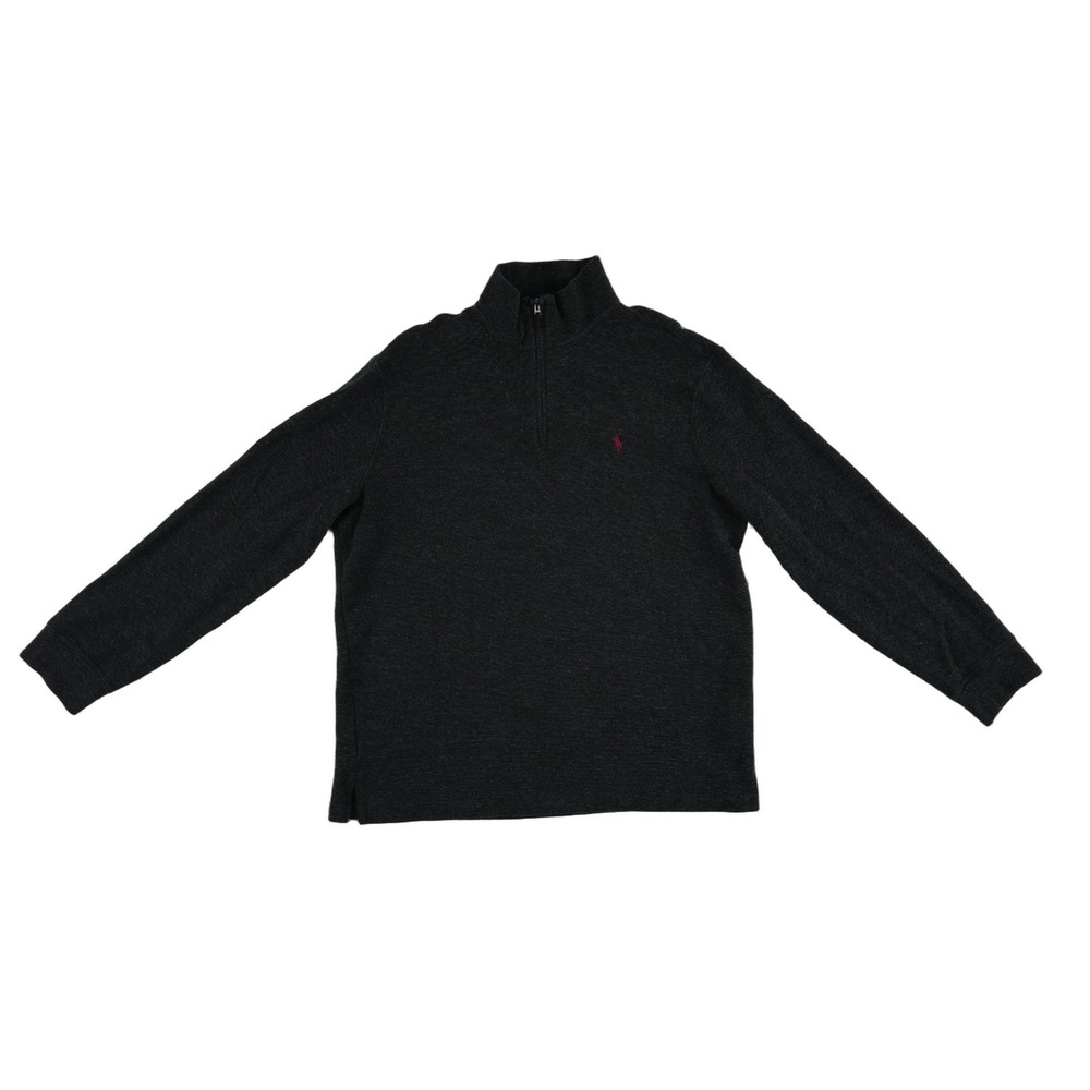 Polo Ralph Lauren Estate Rib Sweater 100% Cotton Mens Size Large Grey 1/4 Zip